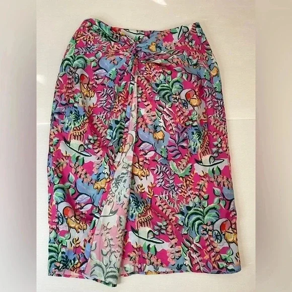 J. McLaughlin Blakely Freshfield Rose Skirt Knotted Size 8 - Picture 3 of 11
